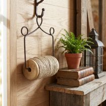 Article Bobine décorative vintage en métal et bois avec corde en jute 11×17cm