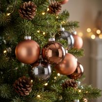 Article Boules de sapin de Noël boules en verre abricot argenté Ø5cm 24 pcs