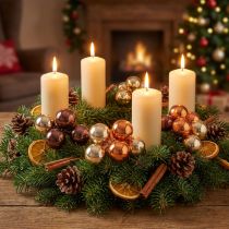 Article Boules de Noël baies miroir doré marron Ø40mm 32 pcs