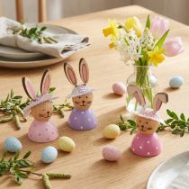 Article Figurines lapins pastel avec chapeau 7 cm – Lot de 9