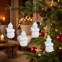Article Décorations de Noël - Bonhommes de Neige Blancs avec Paillettes 4,5 cm - Lot de 12