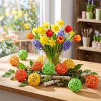 Article Boules en rotin décoratives colorées Ø5cm - Lot de 24