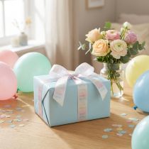 Article Ruban cadeau "Happy Birthday" en polyester pastel 40mm x 15m