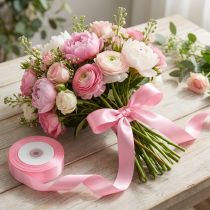 Article Ruban cadeau et décoration 15 mm x 50 m rose clair
