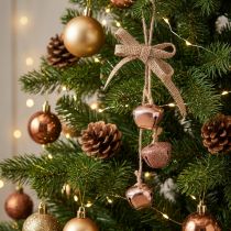 Article Cloches décoratives de Noël en métal cuivre et rose Ø3,5 cm - Lot de 3