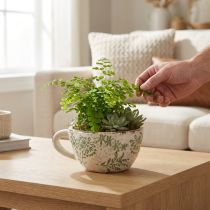 Article Tasse cache-pot en céramique motif floral 18 cm décoration intérieure