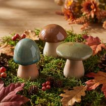 Article Champignons décoratifs en céramique multicolores H6-7,5 cm pour décoration automnale, lot de 3