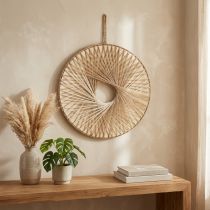 Article Anneau mural décoratif en bois et fibres de chanvre Ø40 cm