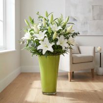 Article Vase décoratif vert olive en plastique Ø28,5 cm H45 cm