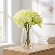 Article Bouquet de 6 chrysanthèmes artificiels crème et jaune 28 cm