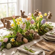 Article Set de 12 Lapins Marron en Flock sur Tige Métallique pour Décoration de Pâques