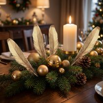 Article Plumes décoratives dorées 15-20 cm – Lot de 12