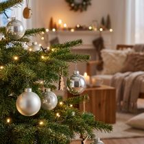 Article Boules de Noël en verre argenté 8,5 cm - Lot de 12