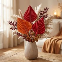 Article Lot de 50 feuilles de palmier séchées rouges et oranges