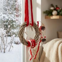Article Couronne de Noël suspendue rouge et blanche Ø20 cm L98 cm