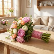 Article Ruban décoratif en fibre naturelle rose 8 cm x 25 m