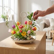 Article Coupe décorative en métal avec poignée centrale – Blanche, 31 cm