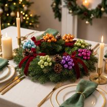Article Mini boules de Noël en verre sur fil, 25 mm, couleurs variées, lot de 140 pièces