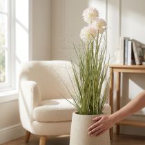 Article Fleur artificielle Allium blanc en pot - Hauteur 78 cm