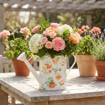 Article Arrosoir décoratif vintage en métal avec motif floral, 31,5 cm