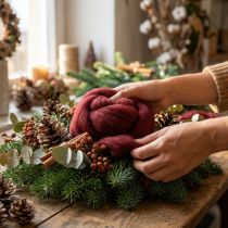 Article Ruban en laine rouge bordeaux 10 m pour décoration et loisirs créatifs