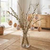 Article Décoration suspendue œufs de Pâques en véritables coquilles 6 cm - Lot de 6
