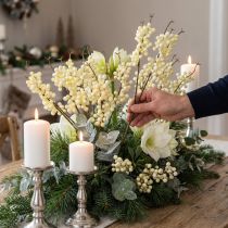 Article Branche Décorative avec Baies Crème 30 cm - Lot de 12