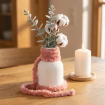 Article Déco-Cordon en Fausse Fourrure Rose 30 m