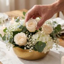 Article Roses stabilisées crème 5 cm - Lot de 6 fleurs pour décoration