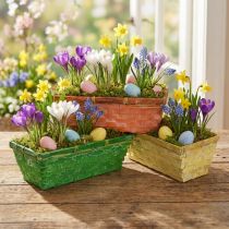 Article Set de 6 paniers de printemps en osier, 25 x 13 x 9 cm, orange, jaune et vert