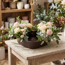 Article Cœur décoratif pour compositions florales marron en plastique 35 x 35 cm