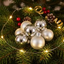 Article Boules de Noël argentées en verre 4 cm – Lot de 24 mats et brillants