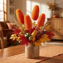 Article Luffa décorative orange sur tige – Lot de 25
