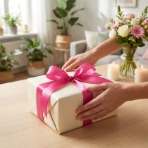 Article Ruban cadeau et décoration rose 10 mm x 50 m