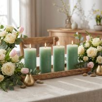Article Bougies cylindriques vert jade en cire teintée, 70x120 mm, Lot de 4