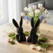Article Buste de lapin méditatif en céramique noir mat 7×6×15 cm - Lot de 2