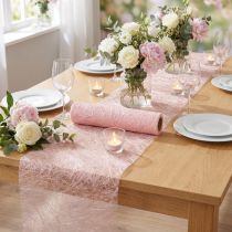 Article Chemin de table décoratif non tissé Sizoweb, rose, 30 cm de large, 5 m de long
