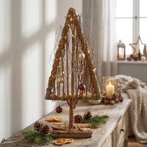 Article Sapin décoratif en bois naturel avec branches et lianes 27,5 x 10 x 60 cm