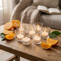 Article Bougies Chauffe-Plat Parfumées Orange, Lot de 18, Ø3,8cm x H2,3cm