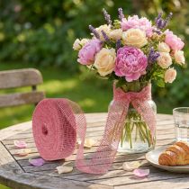 Article Ruban en jute rose 5 cm x 40 m pour décoration