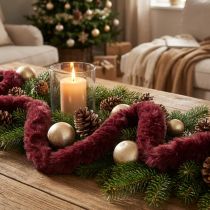 Article Corde décorative en fausse fourrure bordeaux 50g 30m