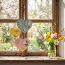 Article Cœurs décoratifs à suspendre avec papillons 10,5 cm - Lot de 3