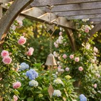 Article Carillon en métal avec cœur et cloche – Décoration de jardin antique 72 cm