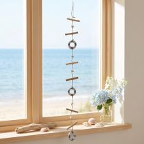 Article Décoration marine suspendue en bois avec bouées, longueur 90 cm