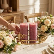 Article Bougies cylindriques couleur vieux rose 85x120mm - Lot de 2
