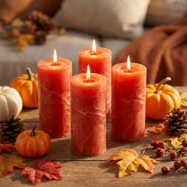 Article Bougies colorées unies orange 50x100mm 4pcs