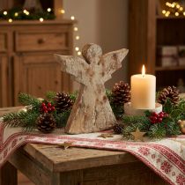 Article Décoration ange de Noël en bois de manguier 20×18×2,5 cm