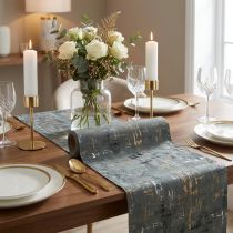 Article Chemin de table gris, bande décorative, polyester, L 250 cm x l 20 cm