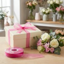 Article Ruban organza rose 15 mm x 50 m avec bordure tissée