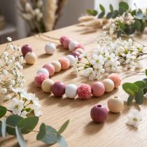 Article Perles en bois et boules décoratives à bricoler – Rose et naturel – Ø 3 cm – Lot de 36